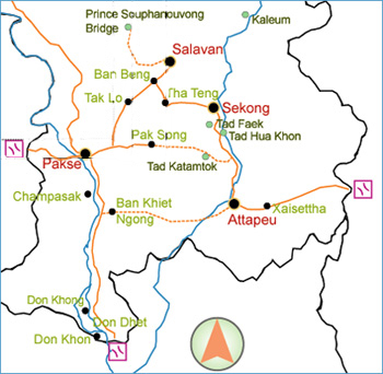 Map of the Bolaven Plateau