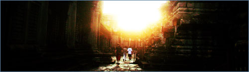 Leaving Angkor at sunset Leaving Angkor at sunset