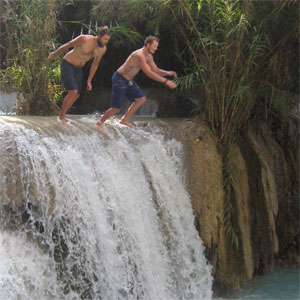 Waterfall leaping