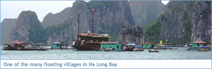 One of the many floating villages in Ha Long Bay