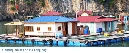 A floating house on Ha Long Bay