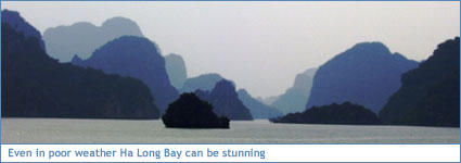 Even in poor weather Ha Long Bay can be stunning