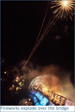 Fire and lights at the Bridge over the River Kwai festival