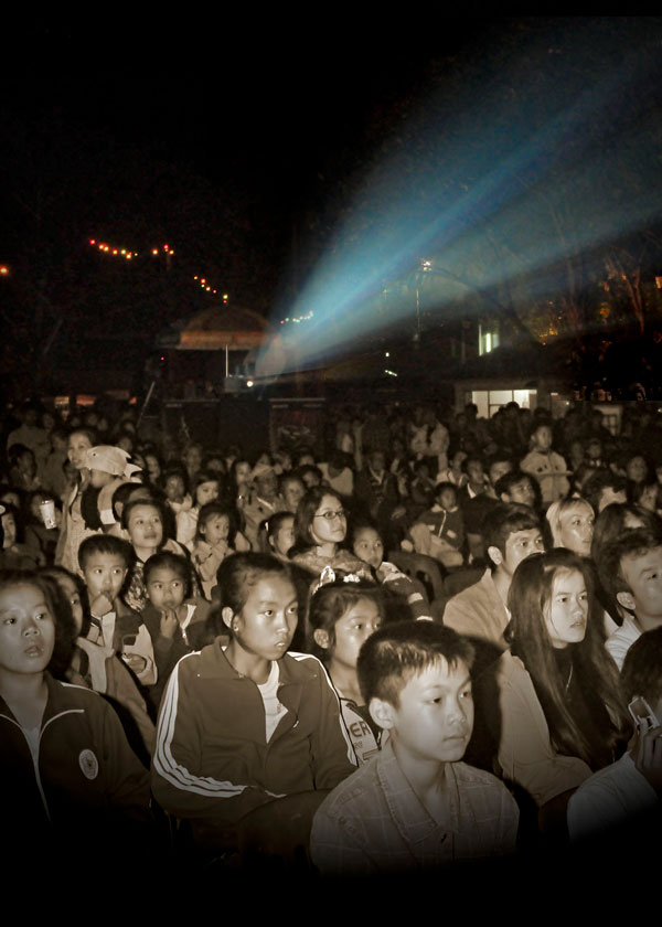 Children watching screenings at the Luang Prabang Film Festival