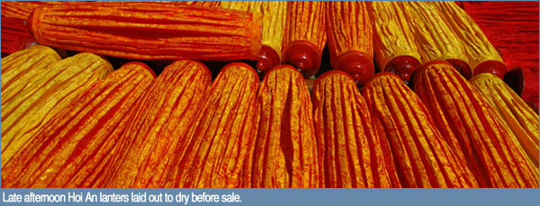 Late afternoon Hoi An lanters laid out to dry before sale.