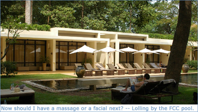 Lolling by the FCC pool in Siem Reap -- massage or facial next?