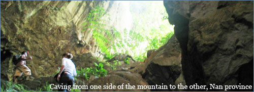 Caving from one side of the mountain to the other, Nan province