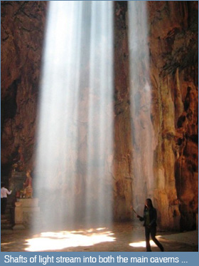 Light steams into the caves of the Marble Mountains, Da Nang, Vietnam