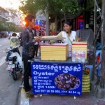 Eating oysters in Phnom Penh
