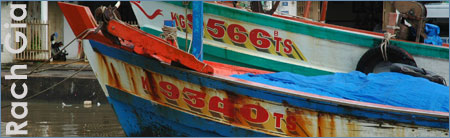 Moored fishing boat, Rach Gia, Mekong Delta, Vietnam