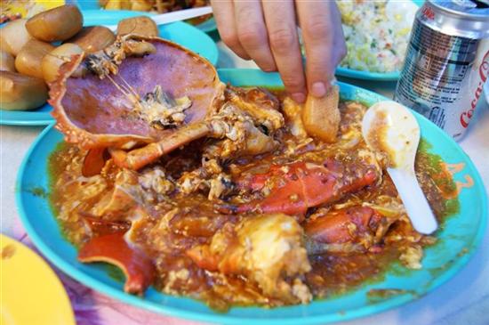 Singapore chili crab - go ahead, get your hands dirty!