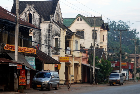 Thakaek - one of the old French period riverside ports in Laos